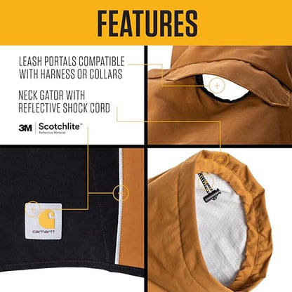 Carhartt Durable Dog Rain Jacket W/Waterproof Storm Defender Material and Adjustable Straps, Carhartt Brown/Black, Medium - size: Medium