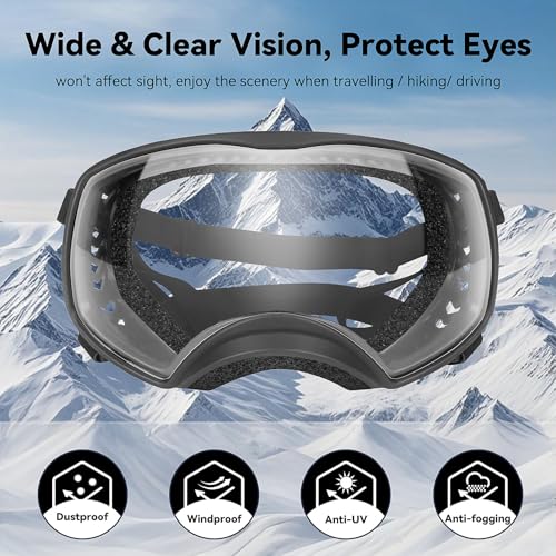 Namsan Clear Dog Goggles for Large Dogs, Wide Eyecup & Soft Frame, Anti-UV Sunglasses for Dogs Medium to Large Breed, Driving Dog Eye Protection, Windproof Dustproof, Adjustable, Clear - color: (Large)Clear Lens