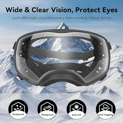 Namsan Clear Dog Goggles for Large Dogs, Wide Eyecup & Soft Frame, Anti-UV Sunglasses for Dogs Medium to Large Breed, Driving Dog Eye Protection, Windproof Dustproof, Adjustable, Clear - color: (Large)Clear Lens