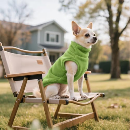Idepet Dog Fleece Vest Sweater Zip Up Warm Pullover Dogs Jacket with D-Ring Leash Winter Cold Weater Coat Pet Sweatershirt Clothes Hoodie for Small Medium Dogs Boy Girl(Green,XXS) - color: Green, size: XXS