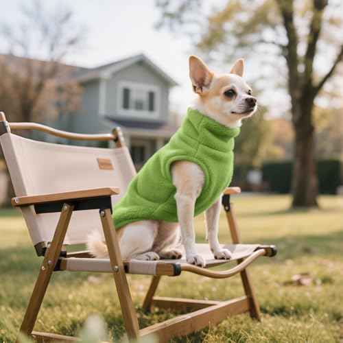 Idepet Dog Fleece Vest Sweater Zip Up Warm Pullover Dogs Jacket with D-Ring Leash Winter Cold Weater Coat Pet Sweatershirt Clothes Hoodie for Small Medium Dogs Boy Girl(Green,S) - color: Green, size: S