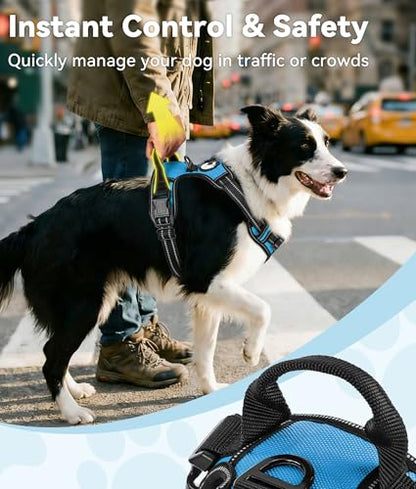 Joytale No Pull Dog Harness Medium Sized Dog, Reflective Pet Vest with Front Clip, Adjustable Soft Padded Harnesses with Easy Control Handle for Training and Walking, Sky Blue, M - color: SkyBlue, size: Medium