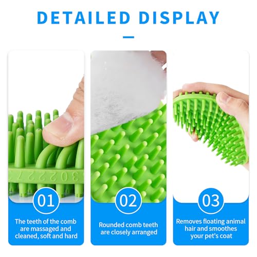 Dog Bath Brush, Green Double-Sided Shampoo Massage Brush, Adjustable Collar Handle for Grooming Short and Long Haired Pets(2pcs) - color: Green(2 pack)