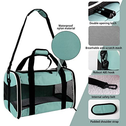 Cat Carrying Case - Pet Carrier, Up to 30Lbs Soft Sided Protable and Breathabl Pet Travel Carrier, Pet Travel Carrier Removable Fleece Pad, Collapsible for Large Cats Small Dogs(X-Large, Green) - color: green, size: 20.0"L x 13.0"W x 13.0"H