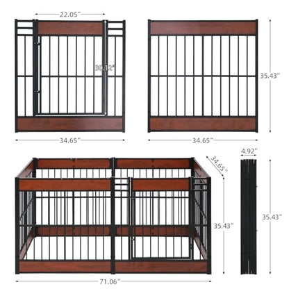 Dog Playpen, 35.4" Height Dog Pen Indoor, Heavy Duty, Safe and Sturdy, Furniture Style Puppy Pen - color: MAHOGANY, style: 6 Panels (35.4" High)