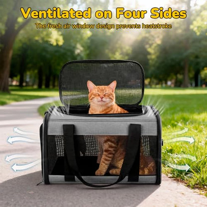Hipubby Cat Carrier Dog Carrier for Pets Up to 16 Lbs, Soft-Sided Pet Travel Carrier for Cats and Small Dogs, Airline Approved Pet Carrying Case with Shoulder Strap & Removable Mat - Grey - color: Grey