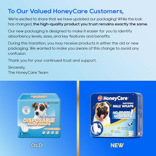 HONEY CARE All-Absorb A26 Male Dog Wrap, 50 Count, Small - size: 50 Count Pack of 1