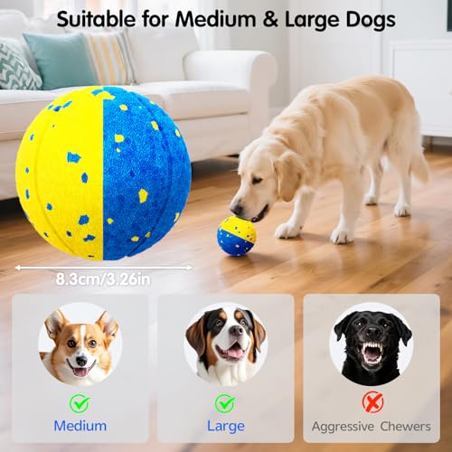 Dog Ball Smart Interactive Dog Toy with Remote Control,Automatic Moving,Bouncing and Rotating 3 Modes,E-TPU Material Aggressive Chewers,IPX7 Waterproof,Rolling Ball for Large Medium Dogs - color: Blue+Yellow