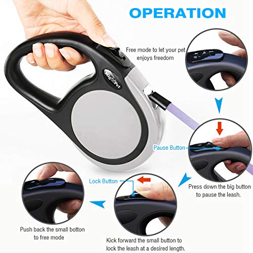 Heavy Duty Retractable Dog Leash-16ft Strong & Durable Walking Leash for S to L Dogs up to 45/115 lbs, Upgraded Lock System, Non Slip Grip, Tangle Free (Grey, Small/Medium) - color: GREY, size: Small/Medium