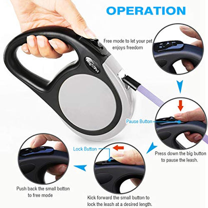 Heavy Duty Retractable Dog Leash-16ft Strong & Durable Walking Leash for S to L Dogs up to 45/115 lbs, Upgraded Lock System, Non Slip Grip, Tangle Free (Grey, Small/Medium) - color: GREY, size: Small/Medium