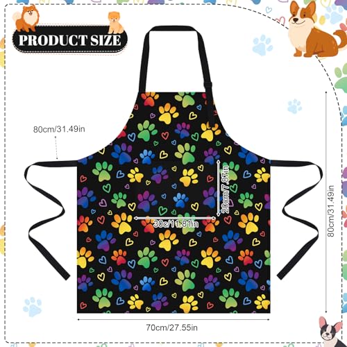 Dog Grooming Waterproof Apron with 2 Pockets, Cute Animals Puppy Dog Pets Apron - style: Gradient Heart Dog Paw