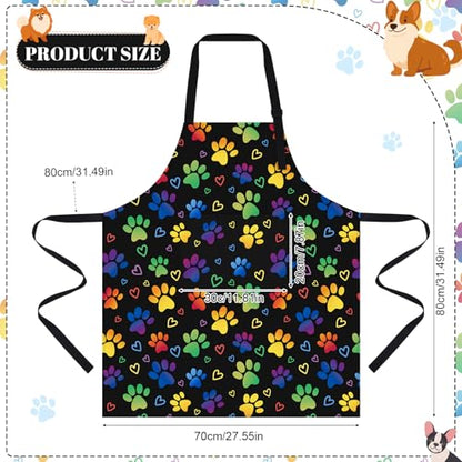 Dog Grooming Waterproof Apron with 2 Pockets, Cute Animals Puppy Dog Pets Apron - style: Gradient Heart Dog Paw