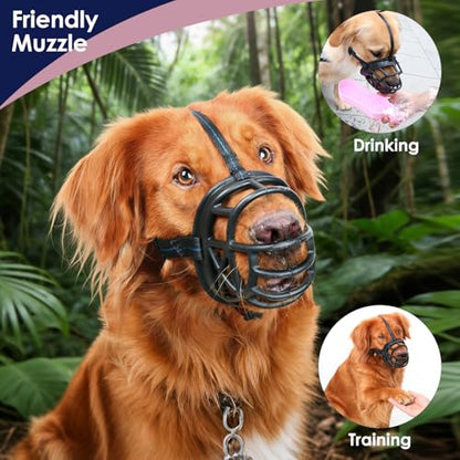 Mayerzon Basket Dog Muzzle for Small Medium Large Dogs, Breathable Silicone Muzzle for Anti-Biting and Anti-Chewing with Soft Padded and Adjustable Head Strap Allows Drinking(#4) - size: Size4-Snout 11-12.5 in