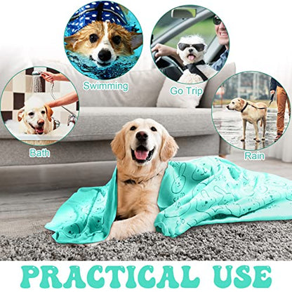 Peryiter 8 Pcs Dog Drying Towels Bulk 55'' x 28'' Pet Grooming Absorbent Microfiber Dog Bath Towels Quick Drying Puppy Bathing Towel for Small Medium Large Cats Pets Bathing Grooming(Cyan) - color: Cyan
