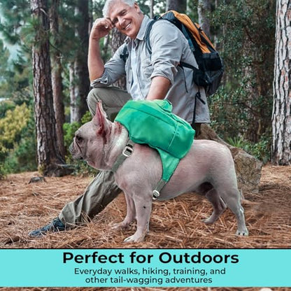Dog Hiking Backpack Harness Lightweight, Adjustable, and Water-Resistant Pet Poopbag Holder for Outdoor Adventures,Puppy School or Everyday Walks (Medium) - size: Medium