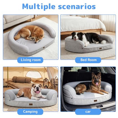 iweepet Cooling Jumbo Dog Beds for Extra Large Dogs, Summer Orthopedic Dog Sofa Bed with Supportive 28D Egg-Crate Foam, Removable Washable Cover, Waterproof Lining, 48’’,Grey - size: XXL:48.0"Lx35.0"Wx7.6"H