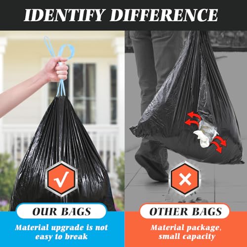 20 Gallon Large Drawstring Trash Bags 120 Counts, Fit 20-21 Gal Trash Can, Heavy Duty Tall Kitchen Garbage Liners, Large Trash Bags Size Chart for Home/Office, Outdoor Lawn & Leaf Bags, Black - style: 120-20 Gallon-Black