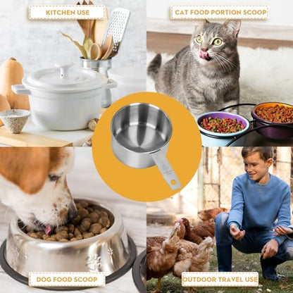 4Pcs 1 Cup Measuring Cup,Stainless Steel Measure Cups Metal Scoops for Wet and Dry Ingredients, Great Kitchen Gadgets for Cooking (1 Cup) - size: 1 Cup