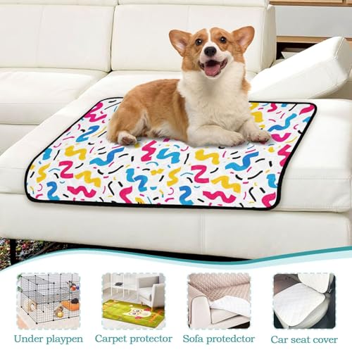 Qilmy Colorful Ribbons Pet Mat, Waterproof Reusable Dog Training Pad Anti-Slip Pet Creat Pad for Small Medium Large Dogs and Cats - size: Medium+Large