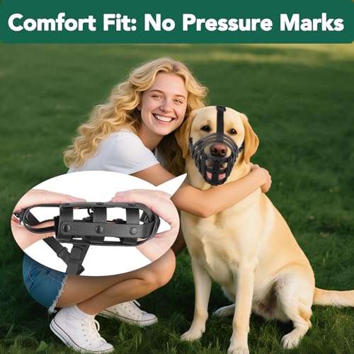 Mayerzon Dog Muzzle for Medium Large Dogs, Humane Basket Muzzle, Soft & Lightweight & Adjustable | Anti Biting Chewing Eating, Suits Training Walks Grooming Vet Visits, Drink & Pant Easily (Black, M) - size: M [Snout Cir:10-10.75"]