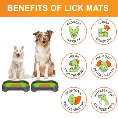 Neater Pets Neat-LIK Dog Lick Mat w/Mess-Proof Tray, Lick Mat for Dogs, Cats, Puppy, Reduces Anxiety & Boredom, Peanut Butter Slow Feeder, Interactive Treat Licking Pad (Green/Gunmetal) - color: Green Mat w/ Gunmetal Tray