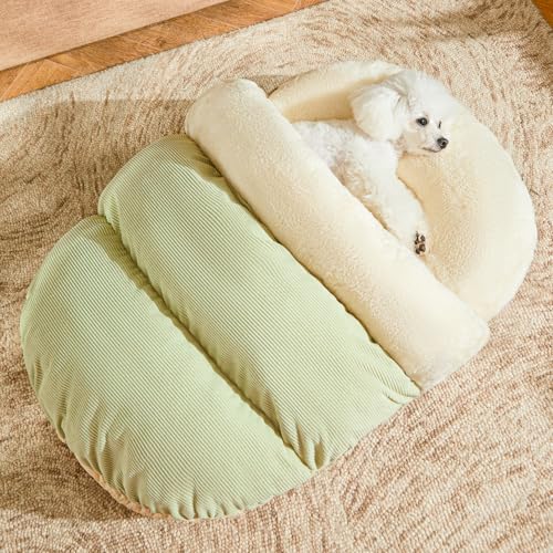 Romaneco Bed for Dog and Cat, Pet Bed, Ultra Soft Cute Plush Slipper Cat Cave Bed, Anti Slip Warm Pet House Nest, Self-Warming, Ideal for Indoor Use - Fits up to 25lbs (30"X22", L, Green) - color: Green, size: Large