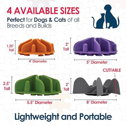 Palz&Co Paw Puzzles Slow Feeder Dog Bowl Insert - 4" Round Silicone Insert for Small Pet Bowls, Orange - Promotes Healthier Eating & Mental Stimulation, Dishwasher Safe - size: Small