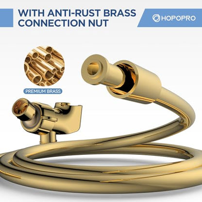 6-Mode High Pressure Handheld Shower Head Set, Consumer Reports Recommended HOPOPRO High Flow Hand Held Showerhead with 59 Inch Hose Bracket Teflon Tape Rubber Washers - color: Gold, style: 6 Modes