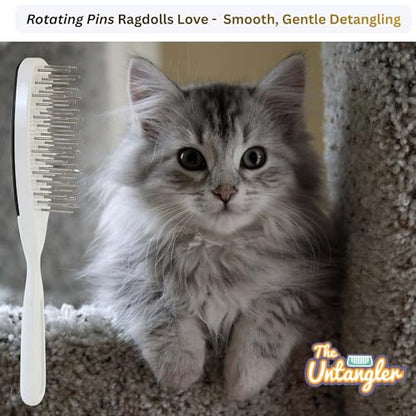 Pet Brush with Rotating Stainless Steel Teeth for Pain-Free Brushing and Cleaning