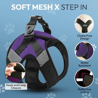Gooby Soft Mesh X Step in Dog Harness - Purple, Small - color: Purple, size: Small