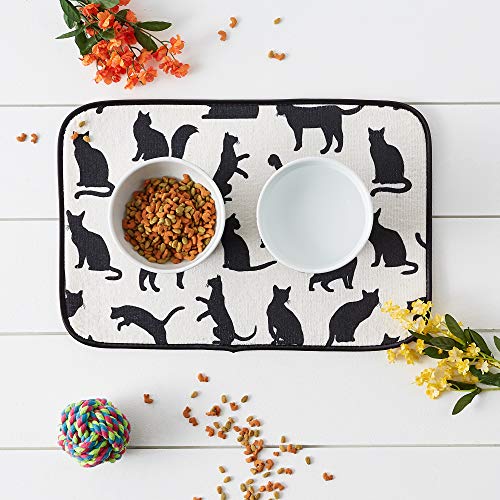 Bone Dry Machine Washable, Ultra Absorbent Pet Mat, 12x18, Cat Silhouette - color: Cat Silhouette, size: 12"L x 18"W
