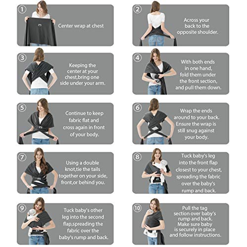 Baby Wraps Carrier, Jeroray Baby Carrier,Hands Free Infant Carrier, Lightweight,Breathable,Softness,Heather Grey - color: Heather Grey