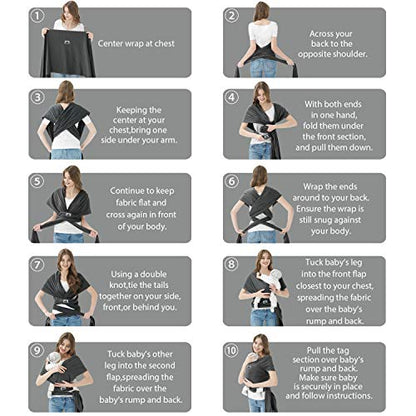 Baby Wraps Carrier, Jeroray Baby Carrier,Hands Free Infant Carrier, Lightweight,Breathable,Softness,Heather Grey - color: Heather Grey