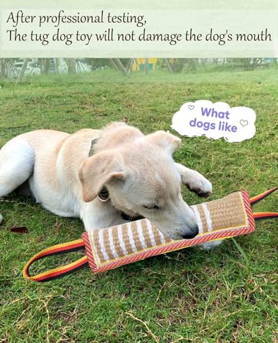 Clysoru Dog Tug Toy Tough Jute Bite Pillow Lasting Training Equipment Puppy to Large Dogs Interactive for Large and Small - color: flower flag