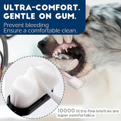 Dog Toothbrush Kit 4 Pack, Ultra Soft Dog Tooth Brush for Medium to Large Dogs & Cats, Pet Tooth Brushing Kit for Easy Dental Cleaning, Soft Bristles, 2 Pink Wave Head & 2 White Flat Head - style: Medium to large dogs(4pcs,white-pink)