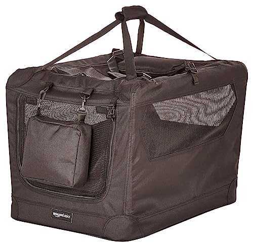 Amazon Basics Folding Portable Soft Pet Dog Crate Carrier Kennel, 26.2"L x 17.8"W x 18.1"H, Black - color: BLACK, size: 26.2"L x 17.8"W x 18.1"H