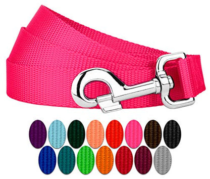 Country Brook Petz - Vibrant 17 Color Selection - Heavyduty Doublehandle Nylon Leash (6 Foot, 3/4 Inch Wide, Hot Pink) - color: Hot Pink