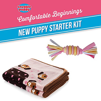 SmartPetLove Original Snuggle Puppy Essentials Starter Kit - Heartbeat Puppy for Dogs - Calming Aid with 3 Heat Packs, Puppy Teething Toy, Dog Chew Toy and Dog Blanket - color: Pink