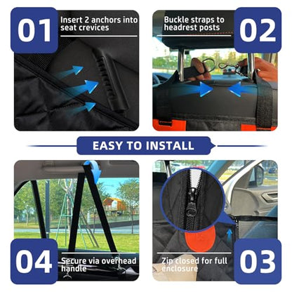 2-in-1 Dog Car Seat Cover – Hard Bottom for No Sagging, 40% More Space, Waterproof, Non-Slip & Odorless, Converts from Hammock to Flat Platform, for Large Dogs, Fits Cars Trucks SUVs