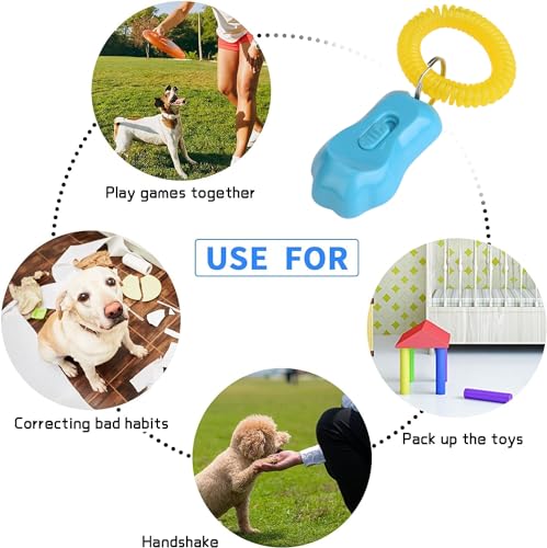 AYNEFY Pet Behavioral Training Clicker, Shaped 3 Gears Adjustable Volume Pet Dog Training Clicker Puppies Training Behaviour Whistle with Wrist Strap(Sky Blue) - color: Sky Blue