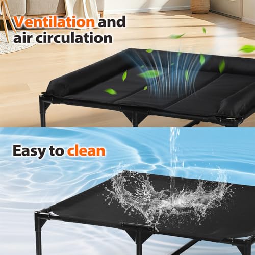 Elevated Dog Bed,Medium Raised Dog Cot with 3-Side Bolster, Waterproof Scratch-Resistant Dog Couch, Indoor & Outdoor Pet Bed for Medium Dogs, 30x27inches