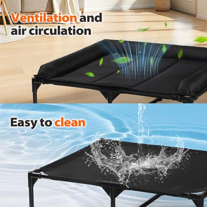 Elevated Dog Bed,Medium Raised Dog Cot with 3-Side Bolster, Waterproof Scratch-Resistant Dog Couch, Indoor & Outdoor Pet Bed for Medium Dogs, 30x27inches
