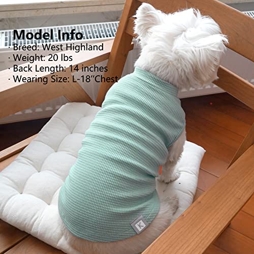 KYEESE 2Pack Dog Shirts Waffle for Small Dogs Stretchy Pet T-Shirts Lightweight Dog Tank Top Sleeveless Dogs Vest Breathable, Large, Green+Grey - color: 06# 2Pack(Green+Grey), size: Large (12-18lbs)