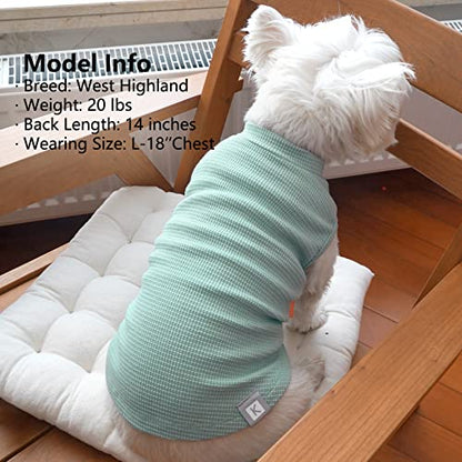 KYEESE 2Pack Dog Shirts Waffle for Small Dogs Stretchy Pet T-Shirts Lightweight Dog Tank Top Sleeveless Dogs Vest Breathable, Large, Green+Grey - color: 06# 2Pack(Green+Grey), size: Large (12-18lbs)