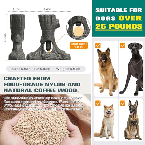 Bully Stick Holder for Dogs, Tough Chew Toy for Aggressive Chewers, Anti-Choking Dog Stick Holder Made of Food-Grade Nylon & Coffee Wood Fiber, Dishwasher Safe Durable Dog Toy for Large Dogs - color: Bully Stick Holder