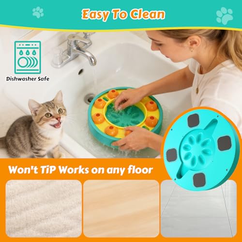 Dog Food Puzzle Toys Interactive Game Toy for IQ Training Enrichment Dog Food Puzzle Slow Feeder for Small, Medium Dogs and All Cats (Blue Bowl) - color: Blue Bowl