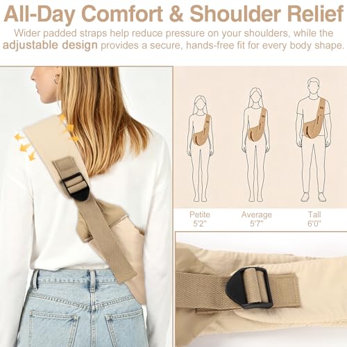 Dog Sling Carrier, Small Dog Carrier Sling for Cats & Puppies 20 lbs, Dog Carry Bag with Pockets, Light Water-Resistant Nylon, Pet Sling Carrier for Senior Pet Walks, Travel, Crowds,Home(Cream Brown) - color: Cream Brown