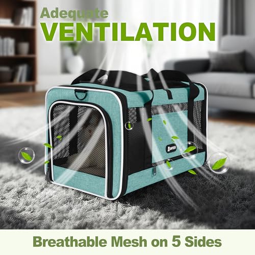 GAPZER Cat Carrier 18"x11"x11" TSA Approved Ventilated Top Open Softsided Pet Air Travel Bag, Small Animal Basic Crate Shih Tzu Dog Kennel Carry Case, 4-Mesh-Side Kitty Carry on up to 20lbs Teal - color: Turquoise