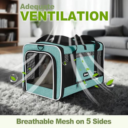 GAPZER Cat Carrier 18"x11"x11" TSA Approved Ventilated Top Open Softsided Pet Air Travel Bag, Small Animal Basic Crate Shih Tzu Dog Kennel Carry Case, 4-Mesh-Side Kitty Carry on up to 20lbs Teal - color: Turquoise