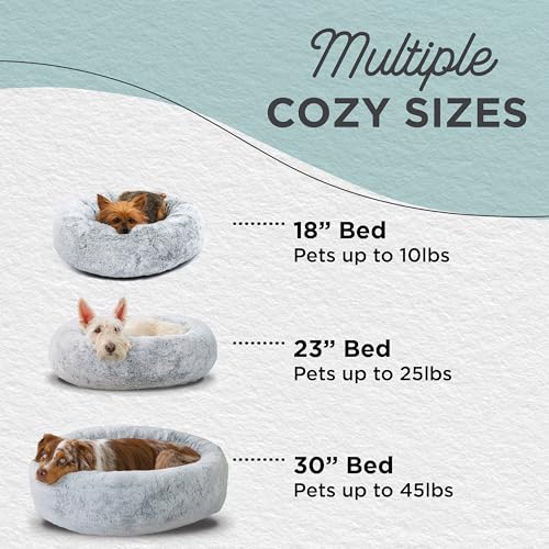 Best Friends by Sheri SnuggleSoft Faux Fur Calming Donut Bed for Dogs, Gray, Medium, 30x30 - color: Rabbit Faux Fur Grey, style: Medium